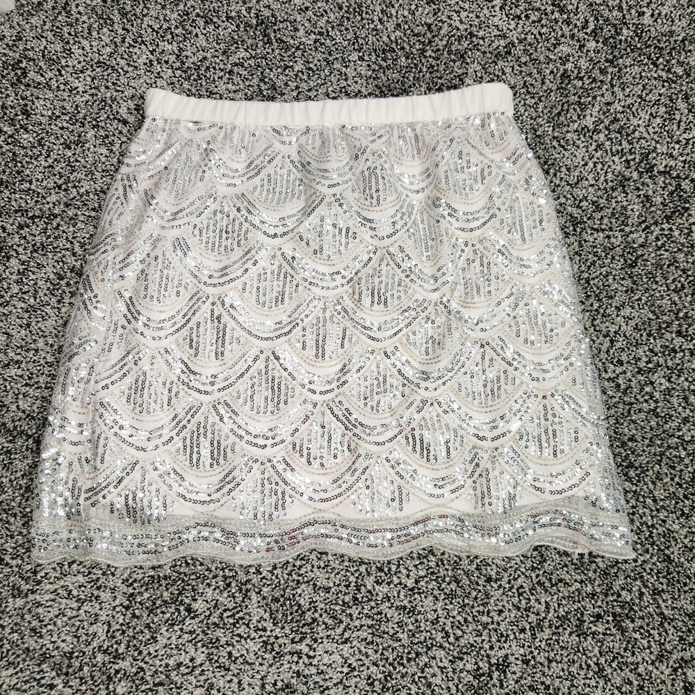 Y2k Vanity Skirt White Bling Sequins Mallcore Prep 2000's Bratz Boho Party Small